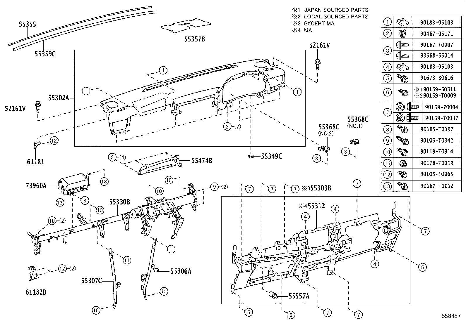 55012-KK160 GARNISH SUB-ASSY, INSTRUMENT PANEL, NO.2 product image