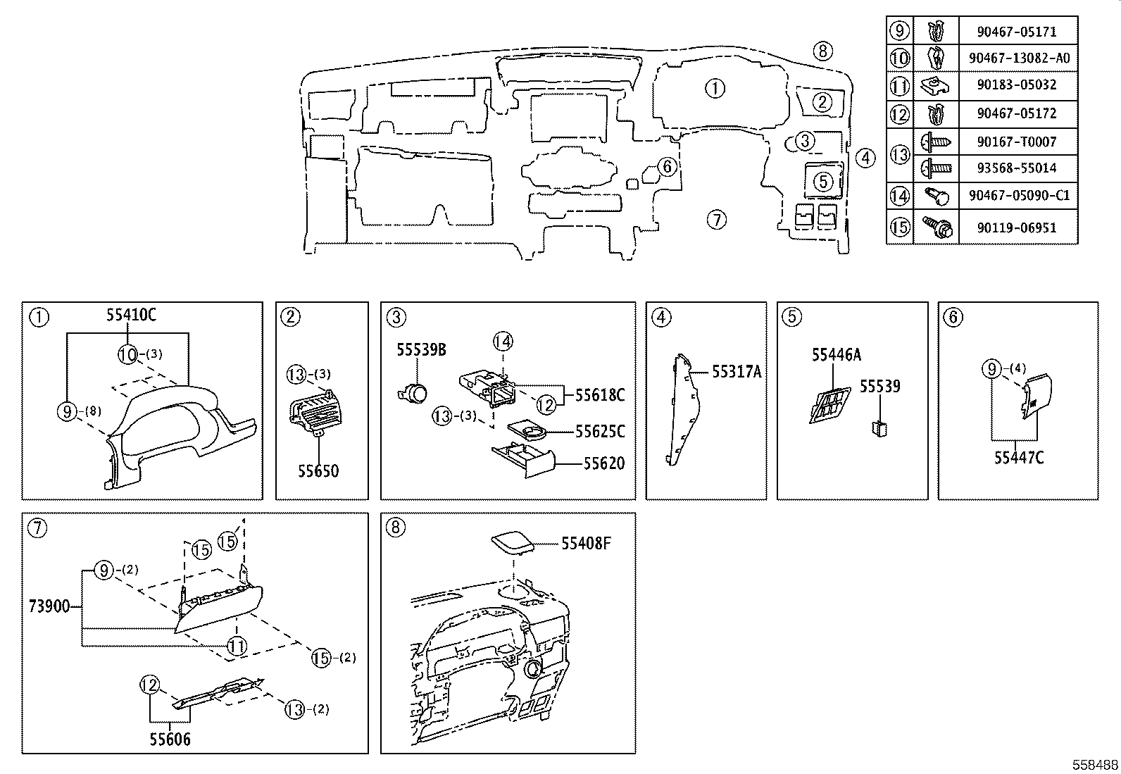 55012-KK160 GARNISH SUB-ASSY, INSTRUMENT PANEL, NO.2 product image