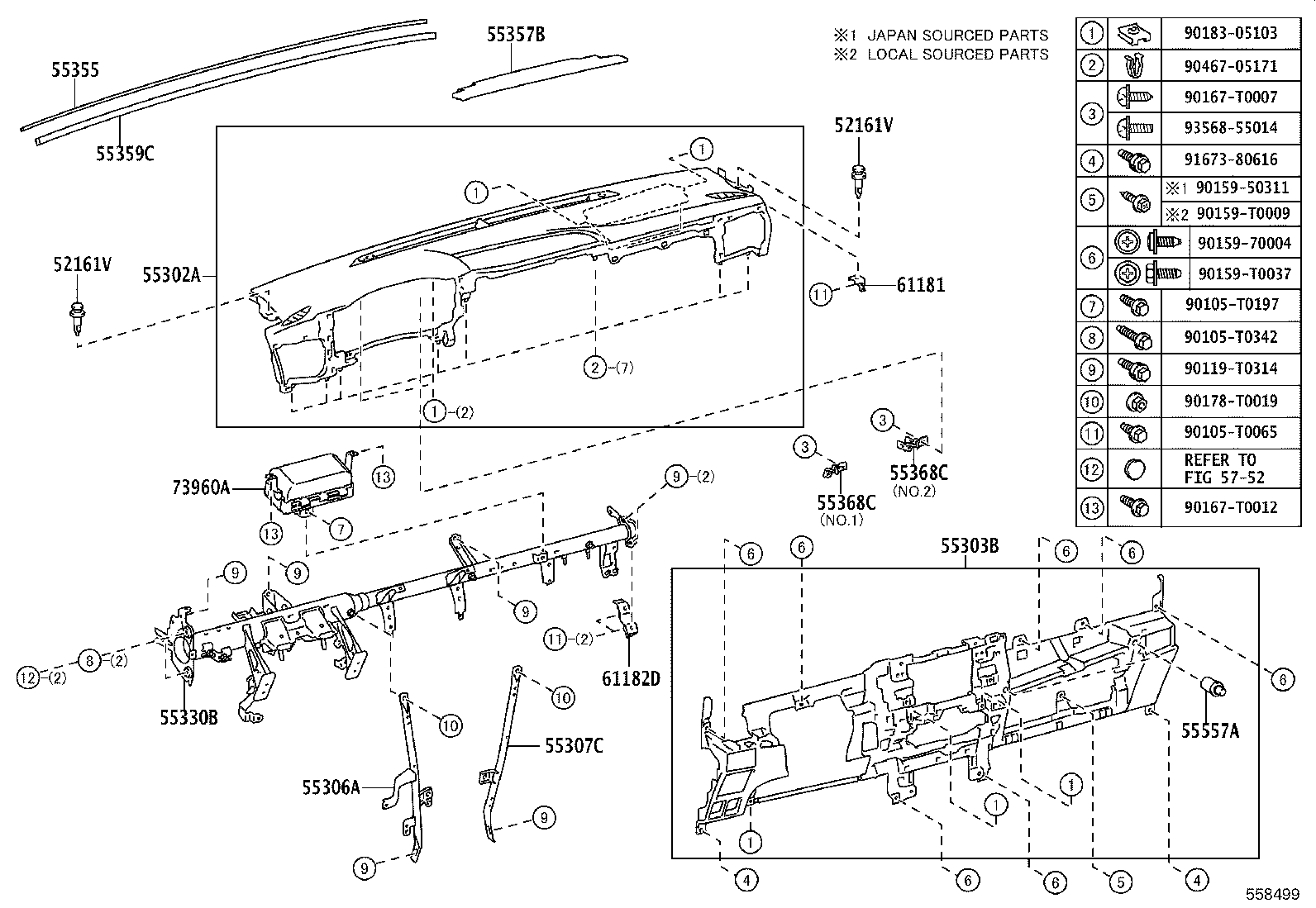 55041-KK280 DOOR SUB-ASSY, INSTRUMENT PANEL BOX, NO.1 product image
