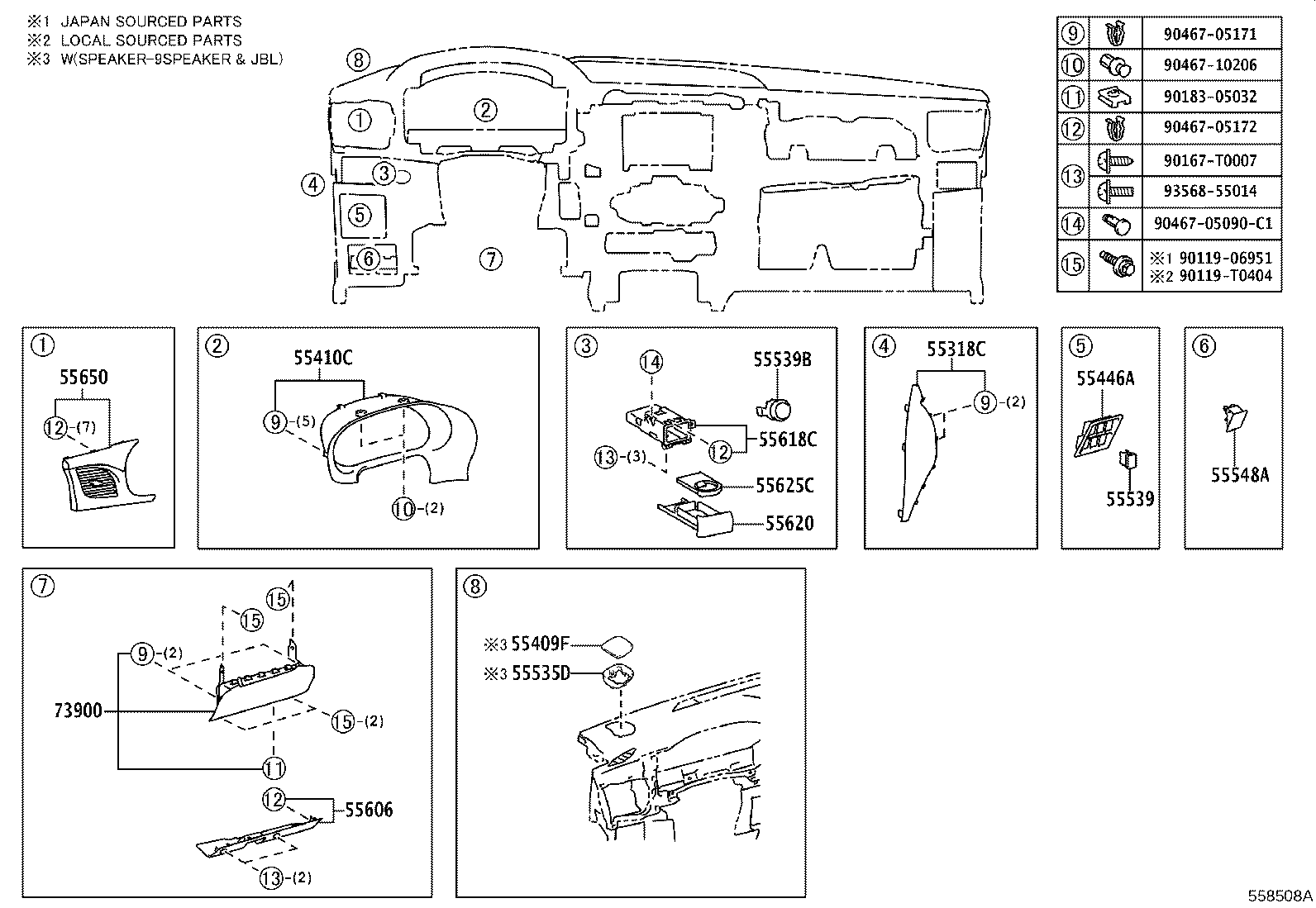55306-KK080 BRACE SUB-ASSY, INSTRUMENT PANEL, NO.1 product image