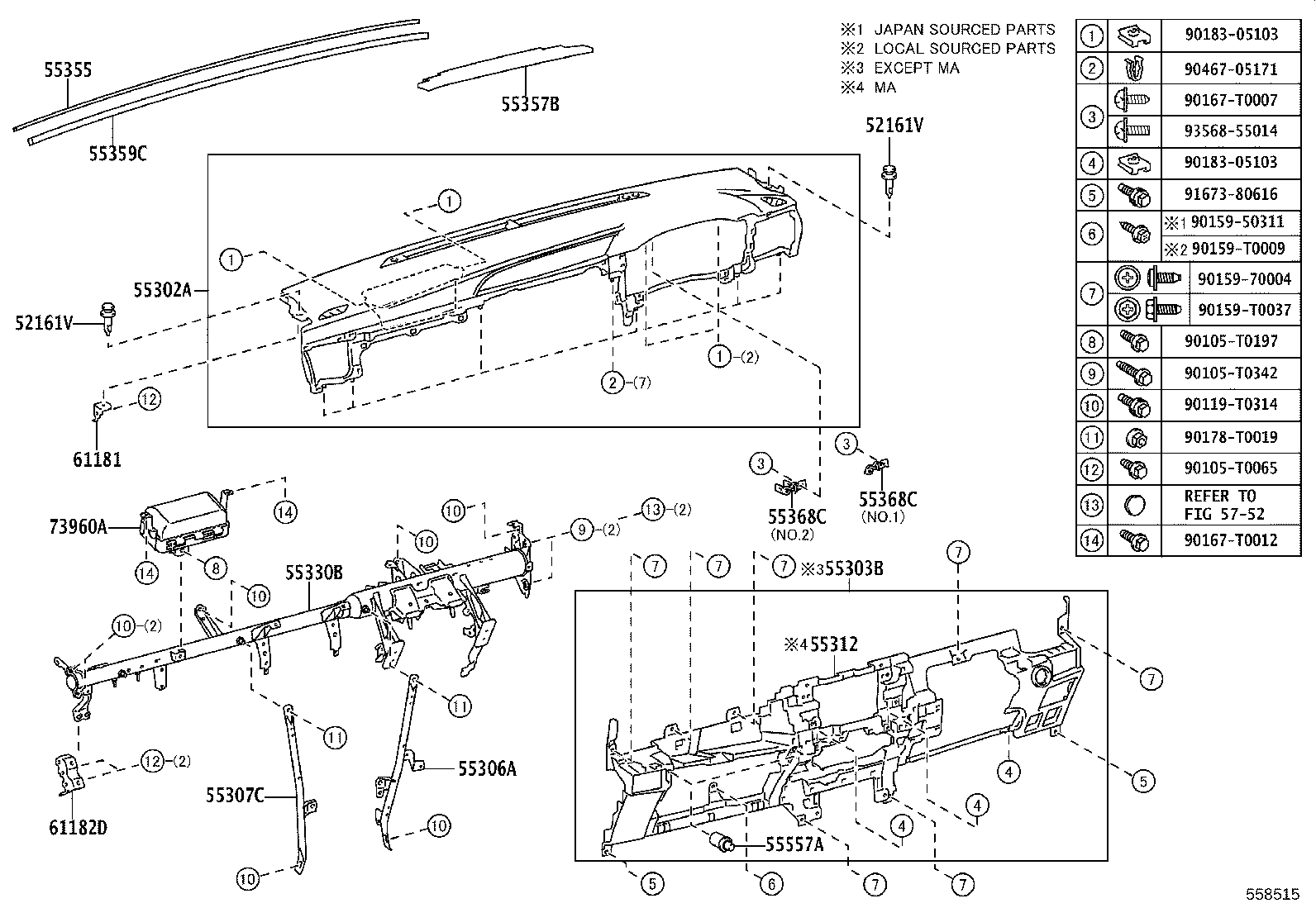 55041-KK270 DOOR SUB-ASSY, INSTRUMENT PANEL BOX, NO.1 product image