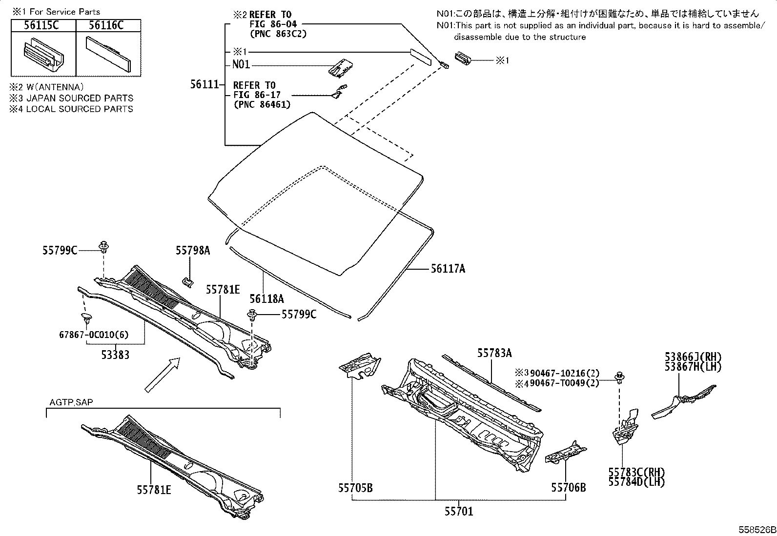 56101-0KQ10 GLASS, WINDSHIELD product image