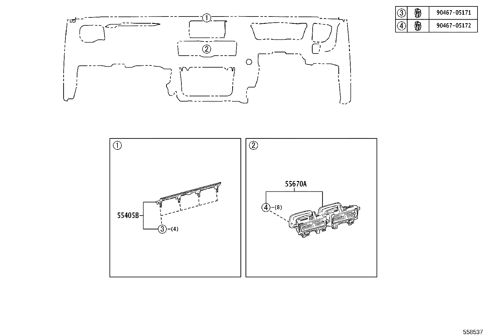 55307-40040 BRACE SUB-ASSY, INSTRUMENT PANEL, NO.2 product image