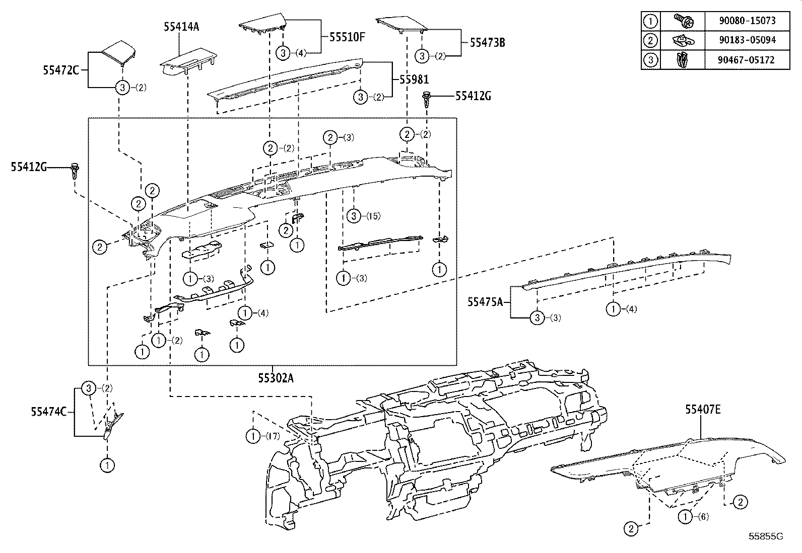 55404-0E050 PANEL SUB-ASSY, INSTRUMENT CLUSTER FINISH product image