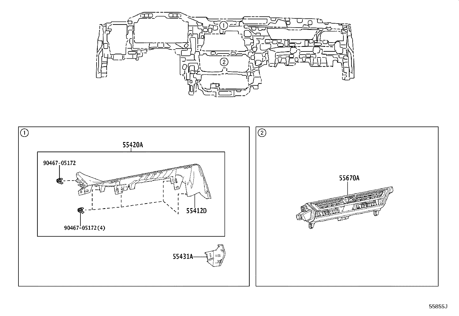55404-0E050 PANEL SUB-ASSY, INSTRUMENT CLUSTER FINISH product image