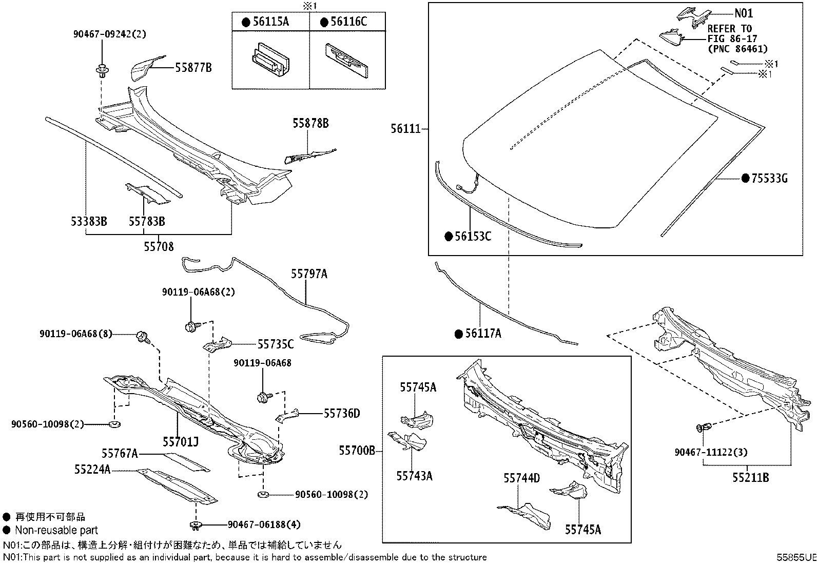 56101-F4650 GLASS, WINDSHIELD product image