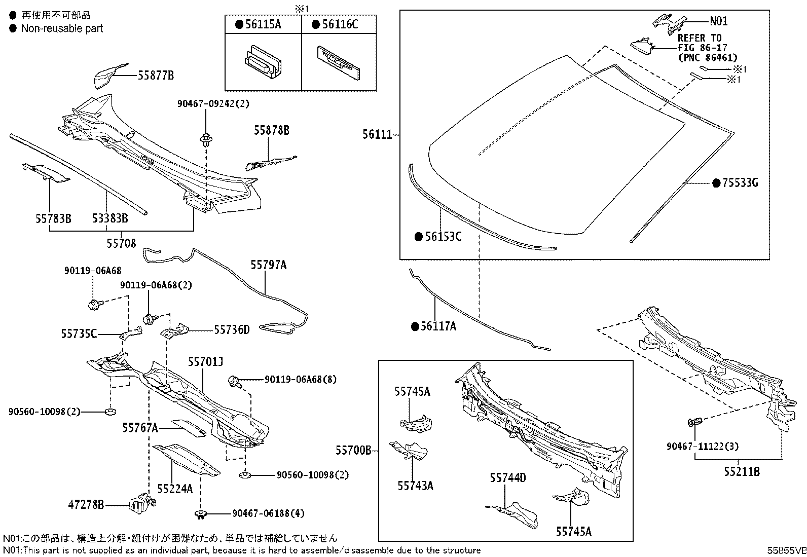 56101-F4650 GLASS, WINDSHIELD product image