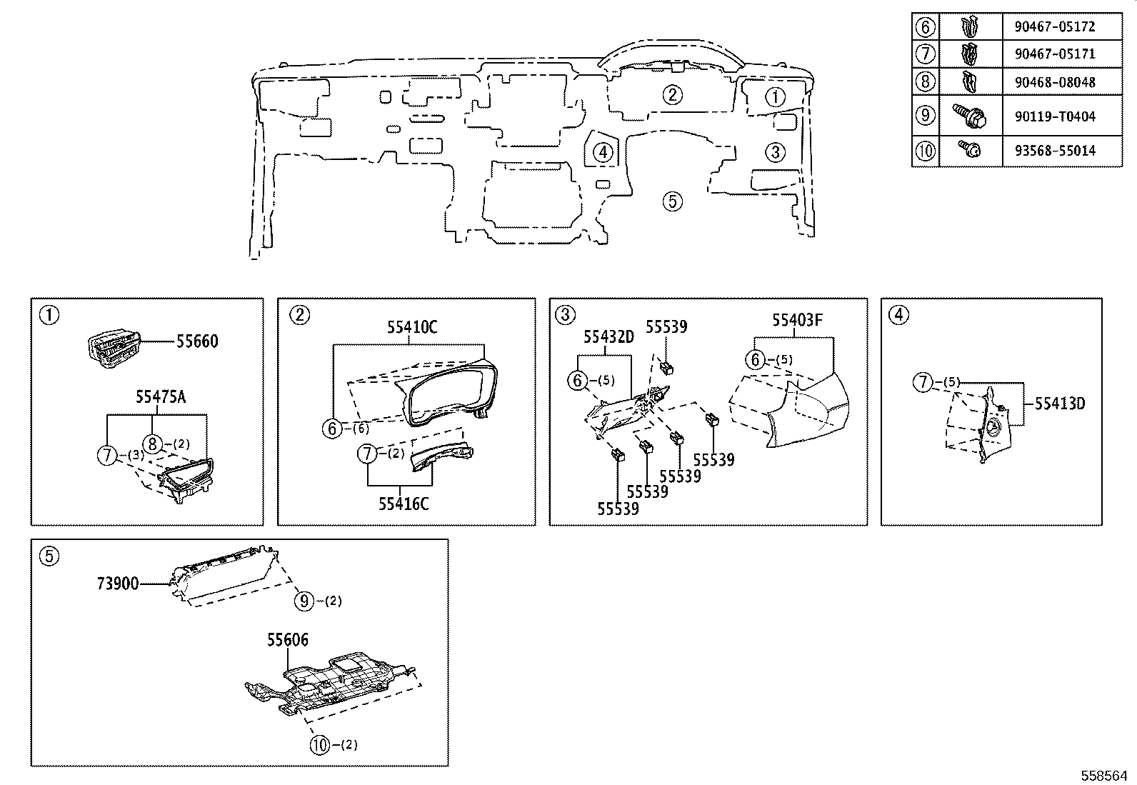 55306-0A110 BRACE SUB-ASSY, INSTRUMENT PANEL, NO.1 product image