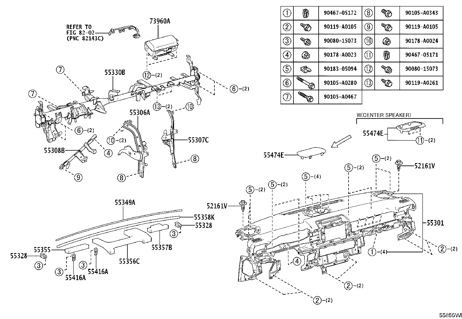 Toyota 55539-0C220-C0 COVER, SPARE SWITCH HOLE, NO.2