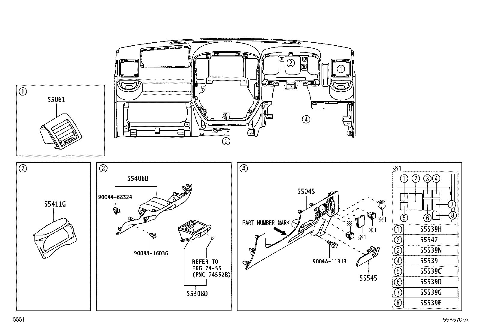 55217-B2011 RETAINER, DASH PANEL SILENCER product image