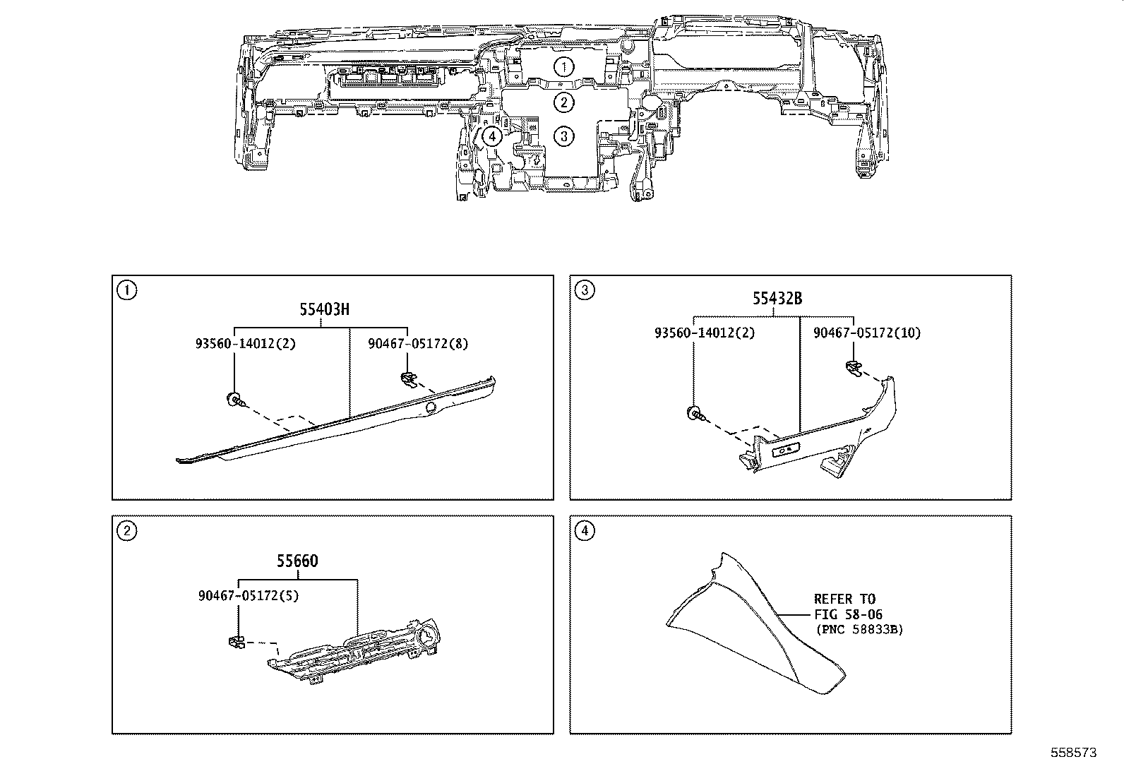 55307-30370 BRACE SUB-ASSY, INSTRUMENT PANEL, NO.2 product image