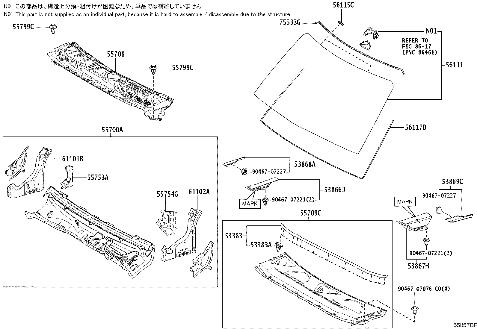 56101-6B929 GLASS, WINDSHIELD product image