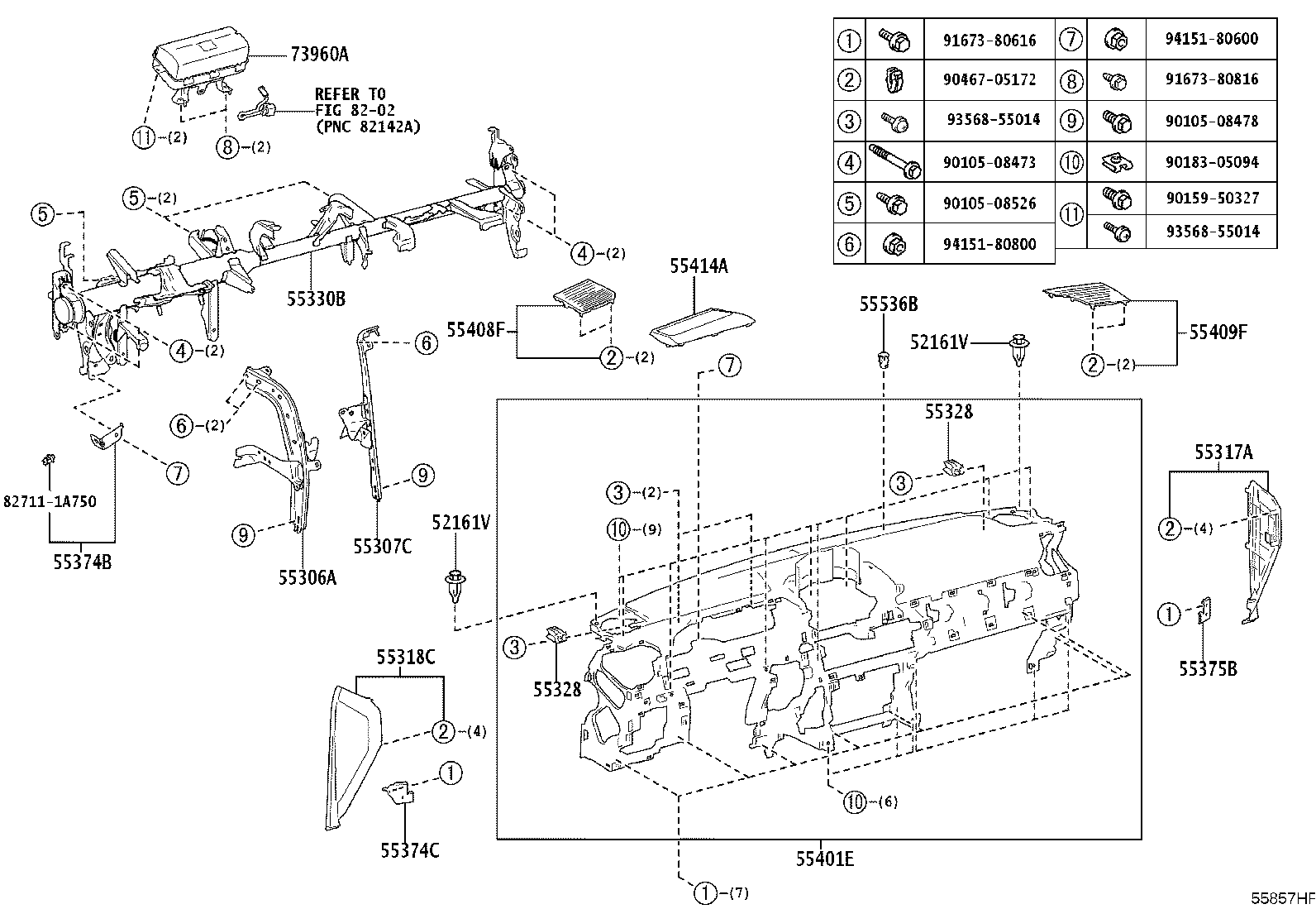 55405-60640 PANEL SUB-ASSY, INSTRUMENT CLUSTER FINISH, CENTER product image