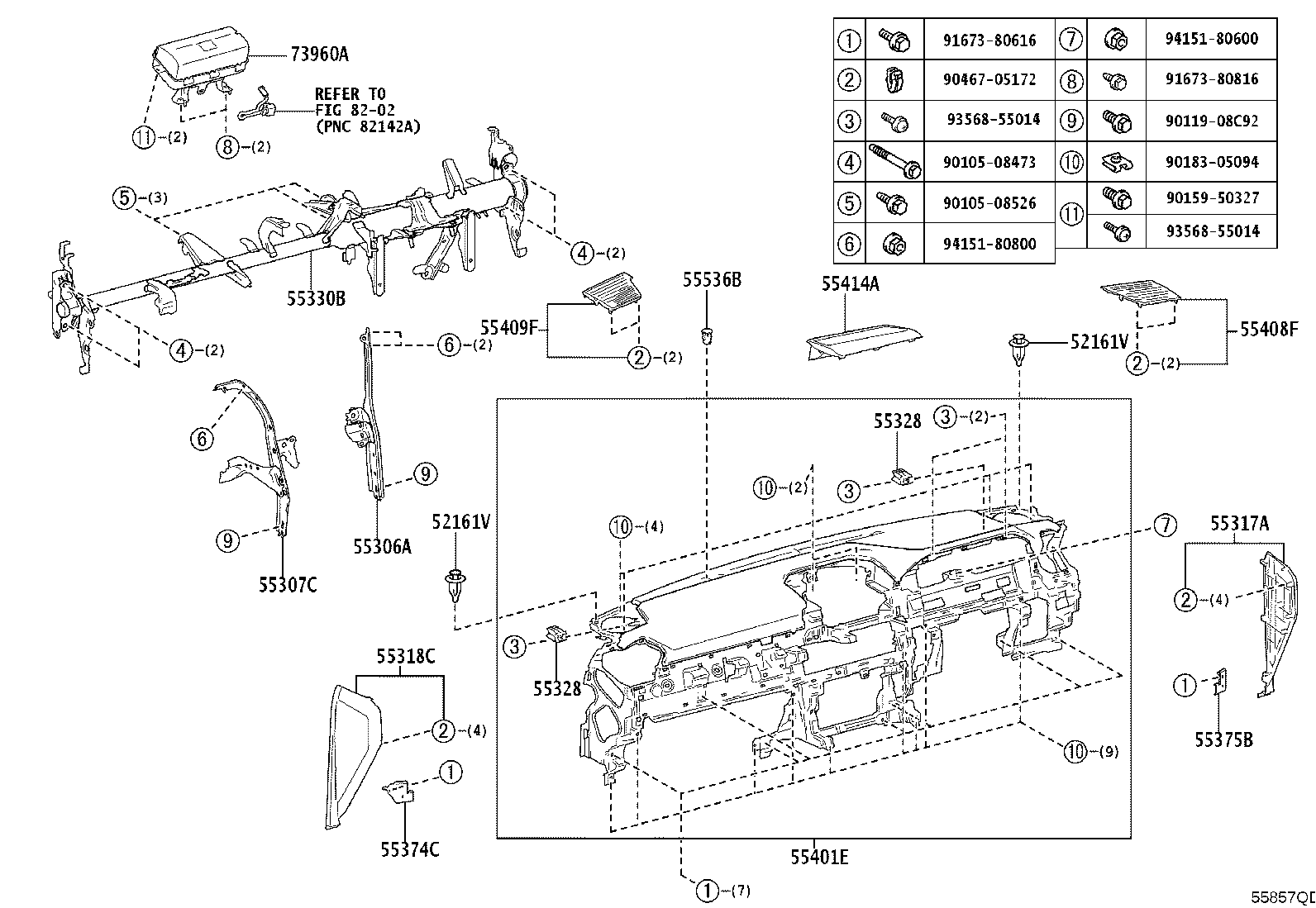 55405-60640 PANEL SUB-ASSY, INSTRUMENT CLUSTER FINISH, CENTER product image