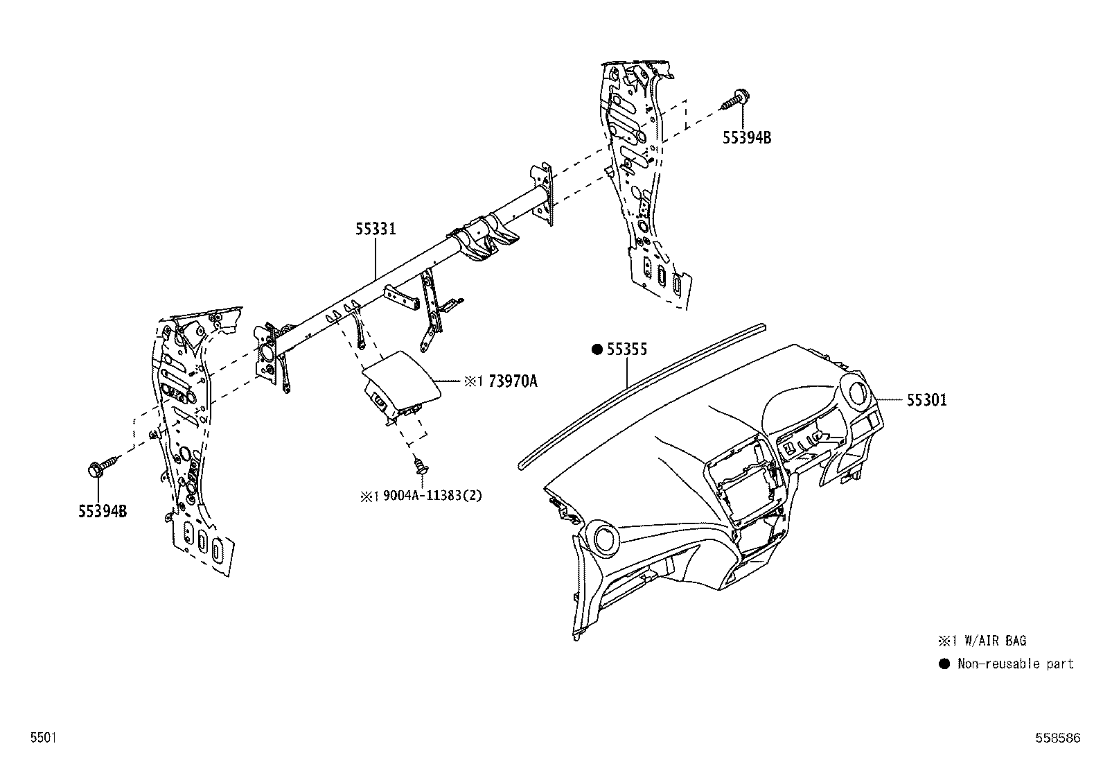 55357-BZ150 CUSHION, INSTRUMENT PANEL, NO.3 product image