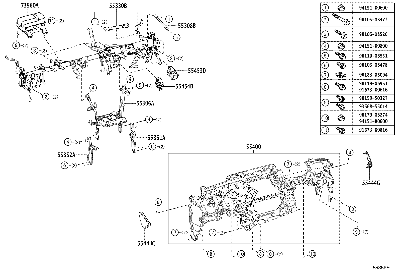 55480-V2080-C2 PANEL ASSY, INSTRUMENT PANEL FINISH, LWR product image