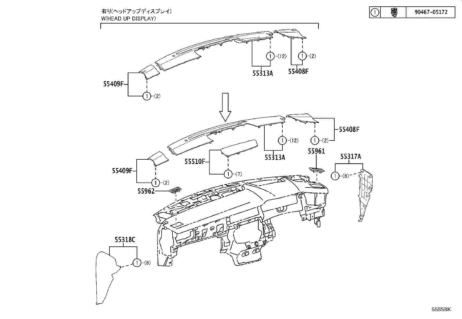 55480-52120-C0 PANEL ASSY, INSTRUMENT PANEL FINISH, LWR product image