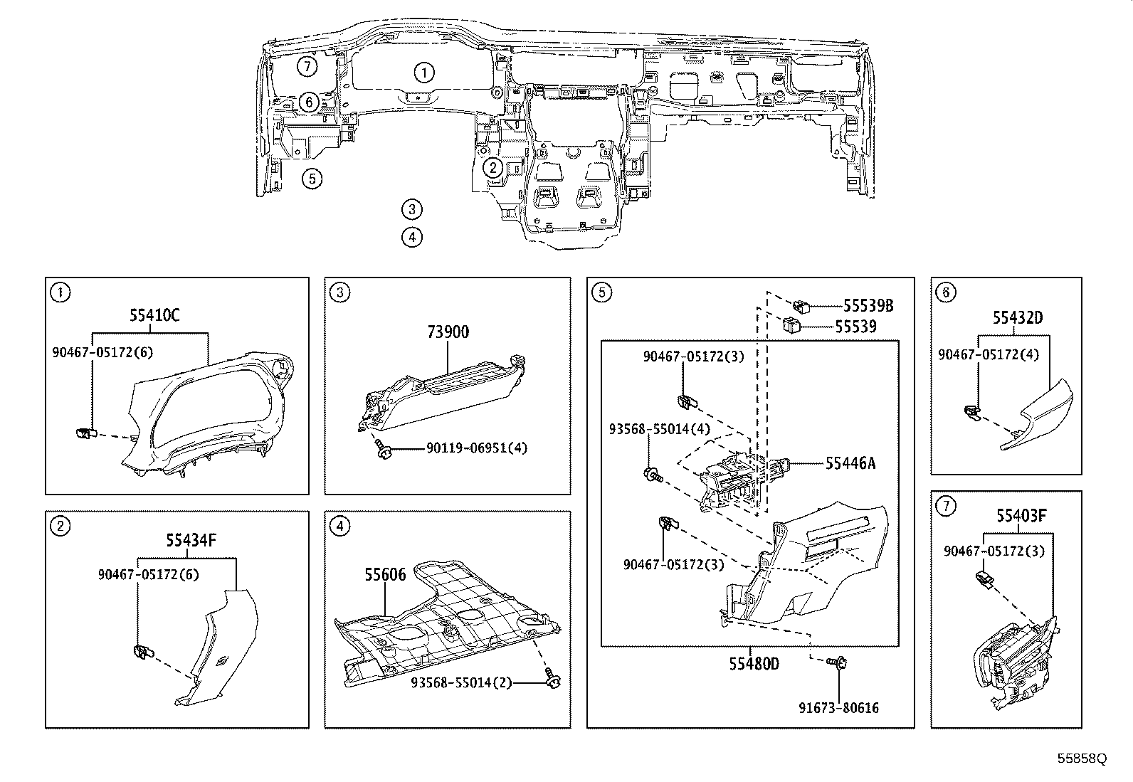 55357-52230 CUSHION, INSTRUMENT PANEL, NO.3 product image
