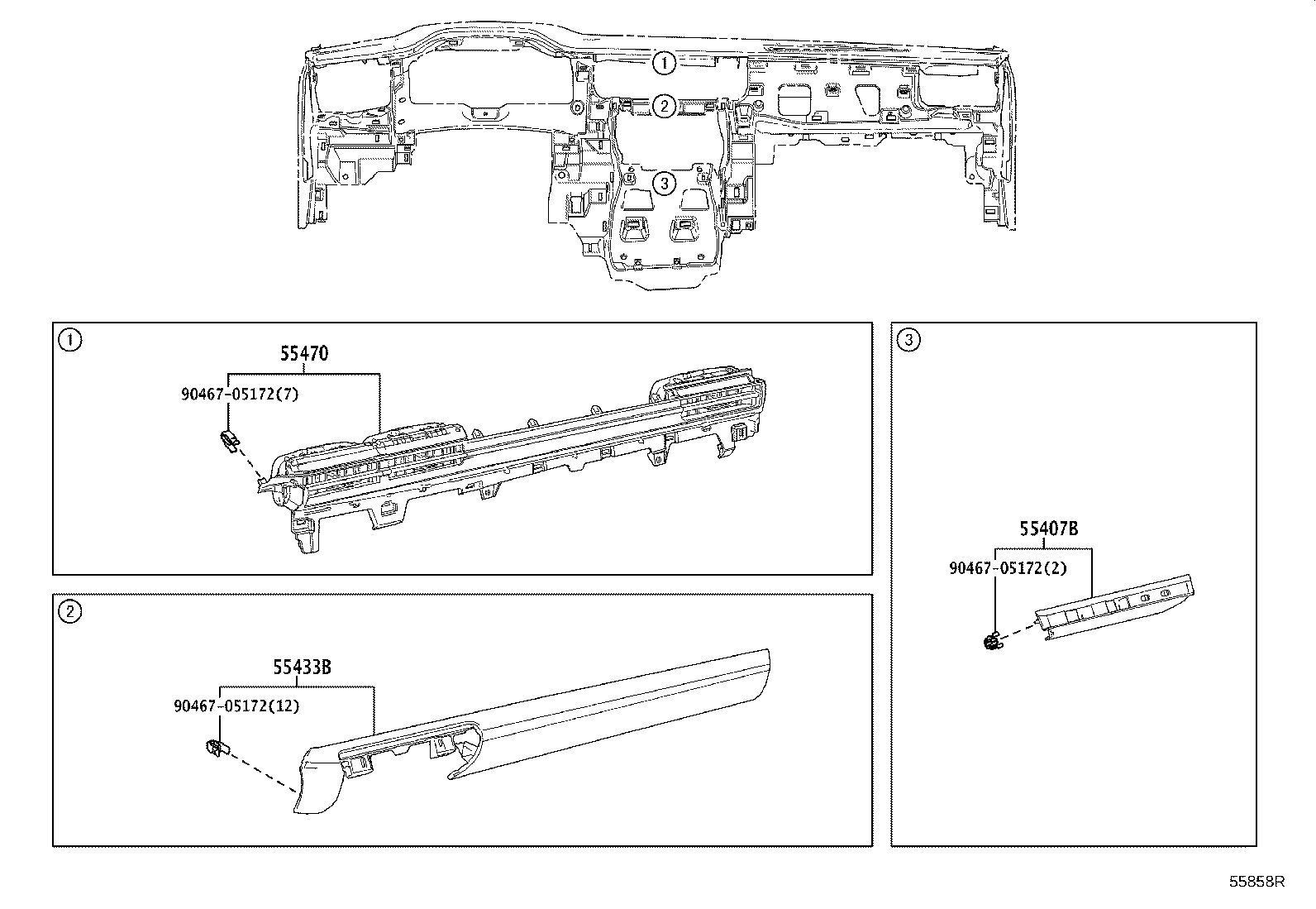 55357-52230 CUSHION, INSTRUMENT PANEL, NO.3 product image
