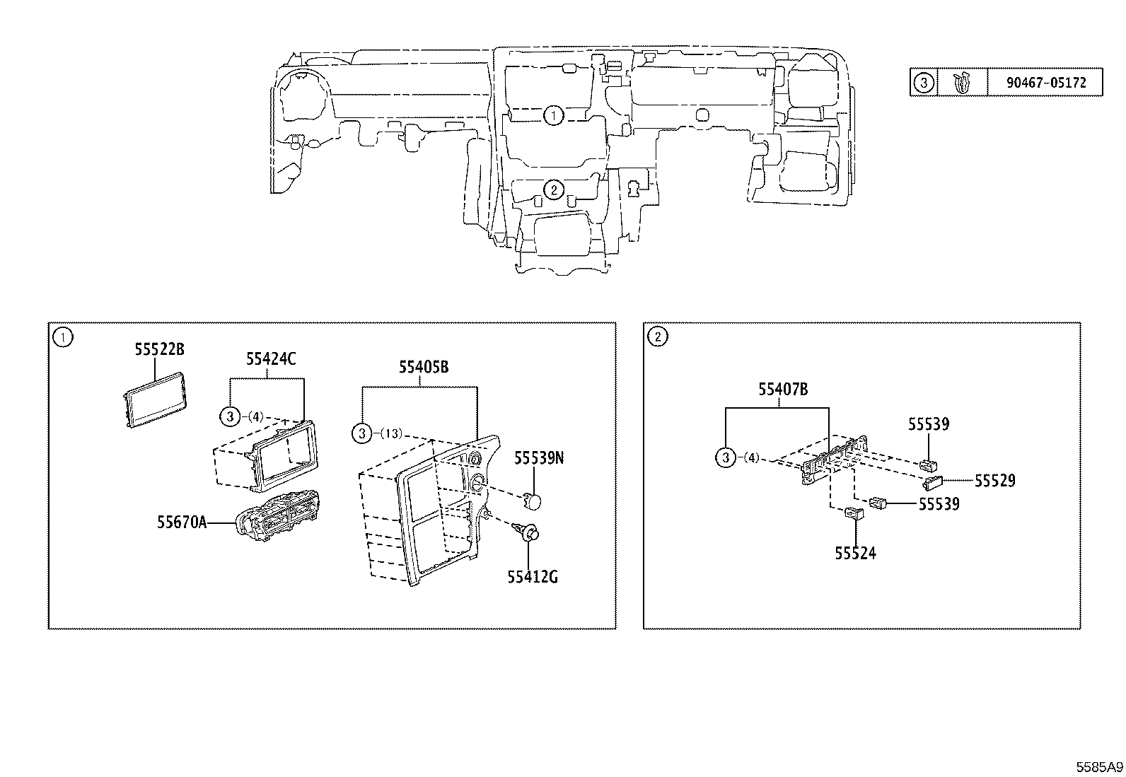 55405-52E30 PANEL SUB-ASSY, INSTRUMENT CLUSTER FINISH, CENTER product image
