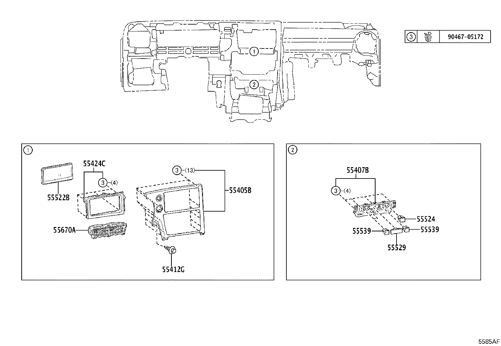 55306-K0010 BRACE SUB-ASSY, INSTRUMENT PANEL, NO.1 product image
