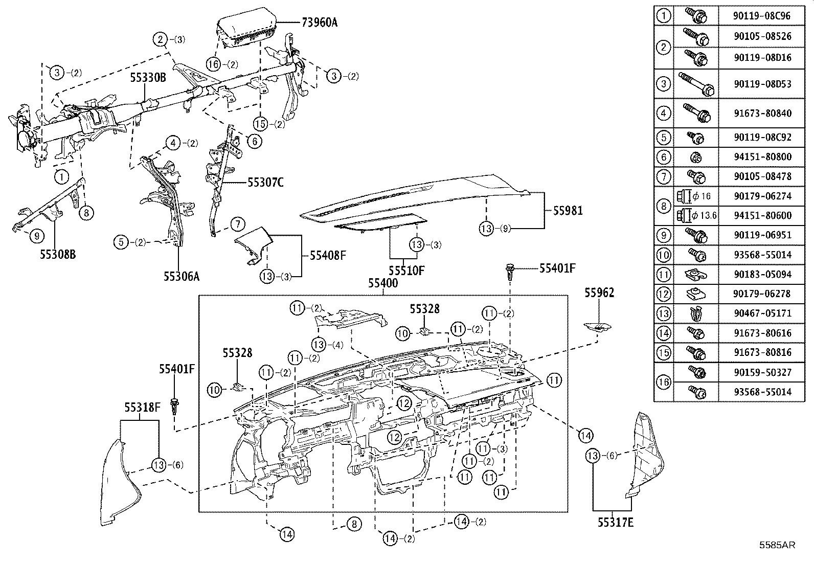 55474-30640-J0 GARNISH, INSTRUMENT CLUSTER FINISH PANEL, NO.1 product image