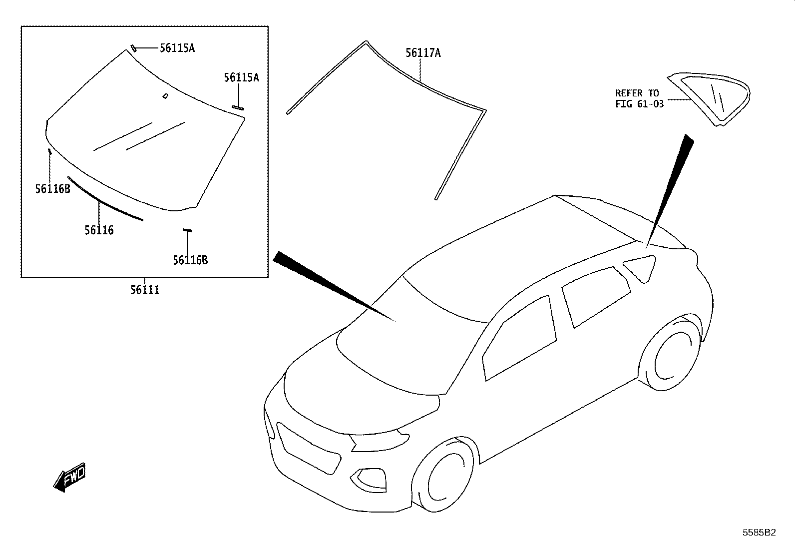 53866-WC012 SEAL, FRONT FENDER TO COWL SIDE, RH product image