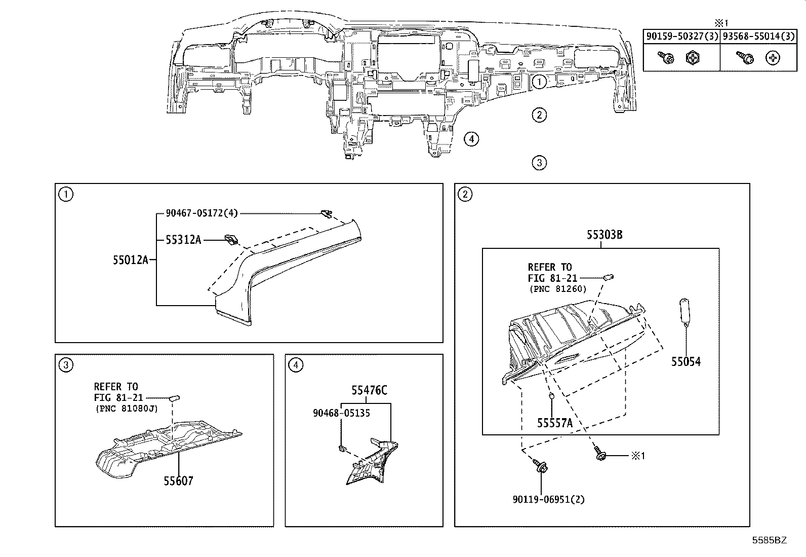 55307-33271 BRACE SUB-ASSY, INSTRUMENT PANEL, NO.2 product image