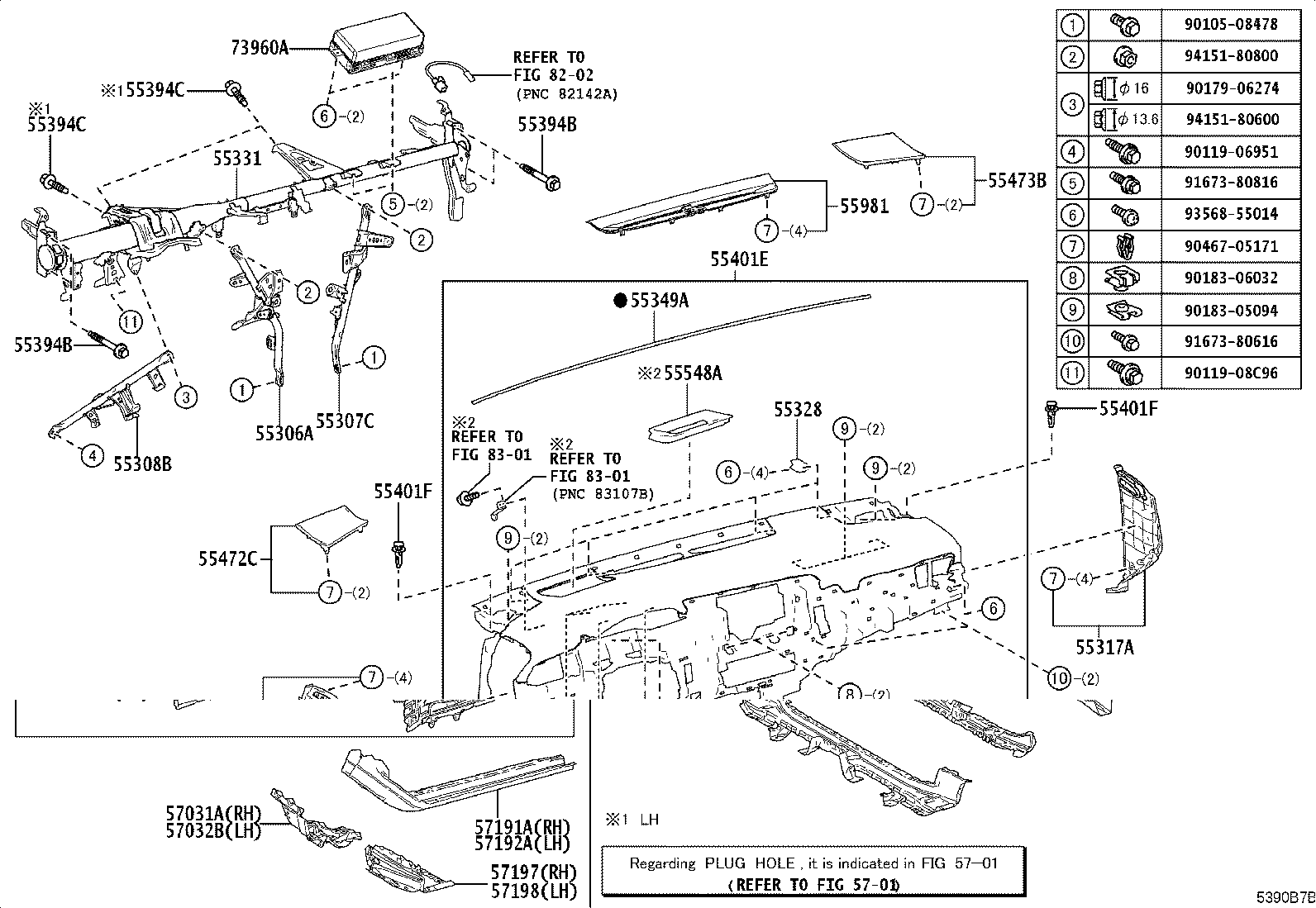 55307-33271 BRACE SUB-ASSY, INSTRUMENT PANEL, NO.2 product image