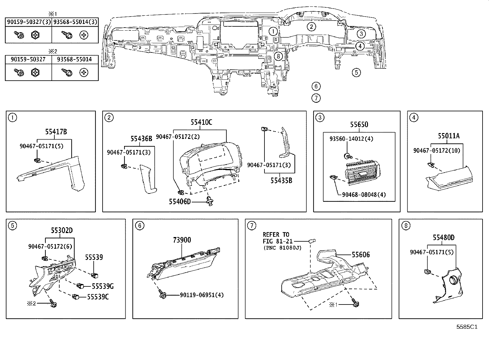 55307-33271 BRACE SUB-ASSY, INSTRUMENT PANEL, NO.2 product image