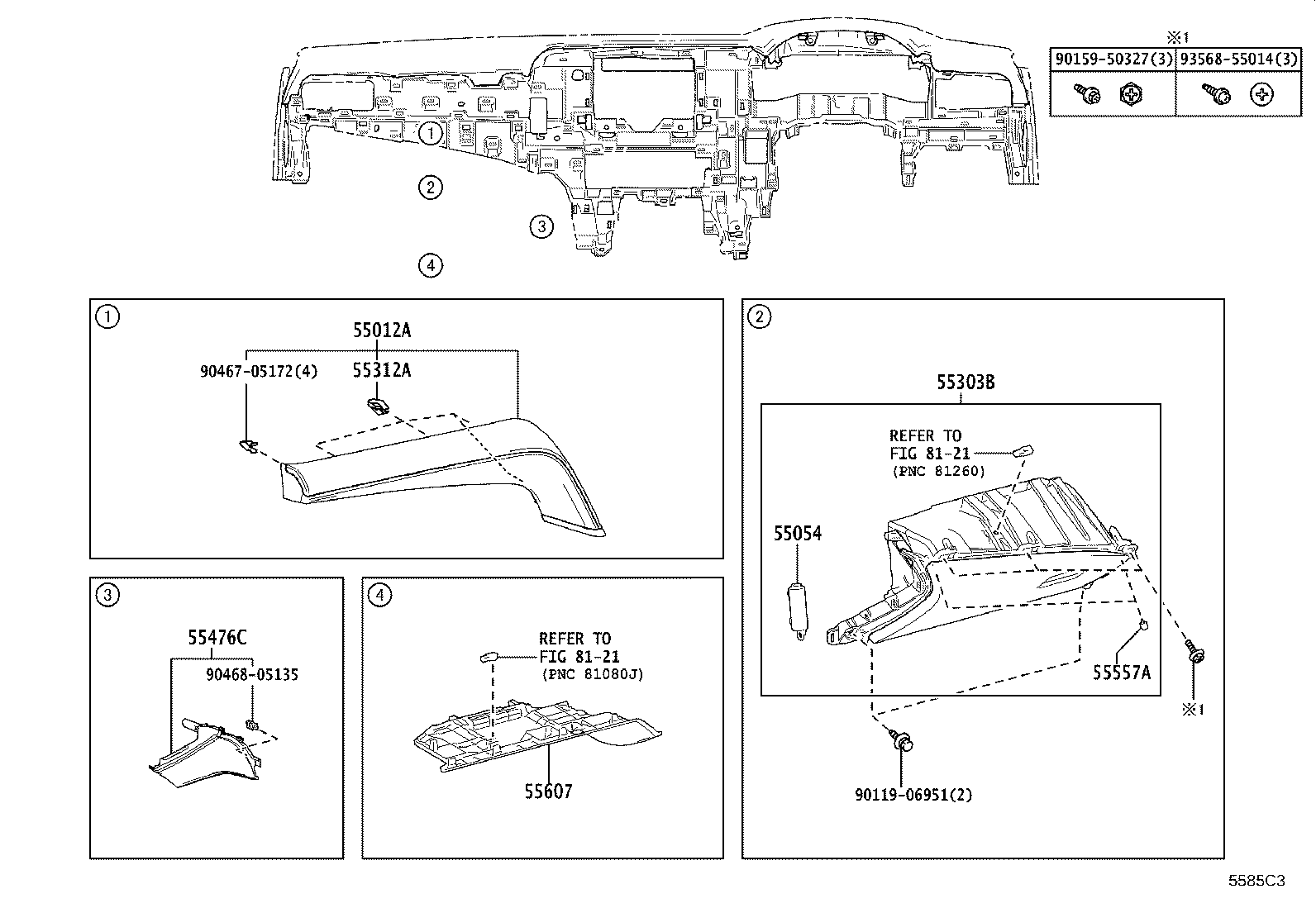55307-33271 BRACE SUB-ASSY, INSTRUMENT PANEL, NO.2 product image