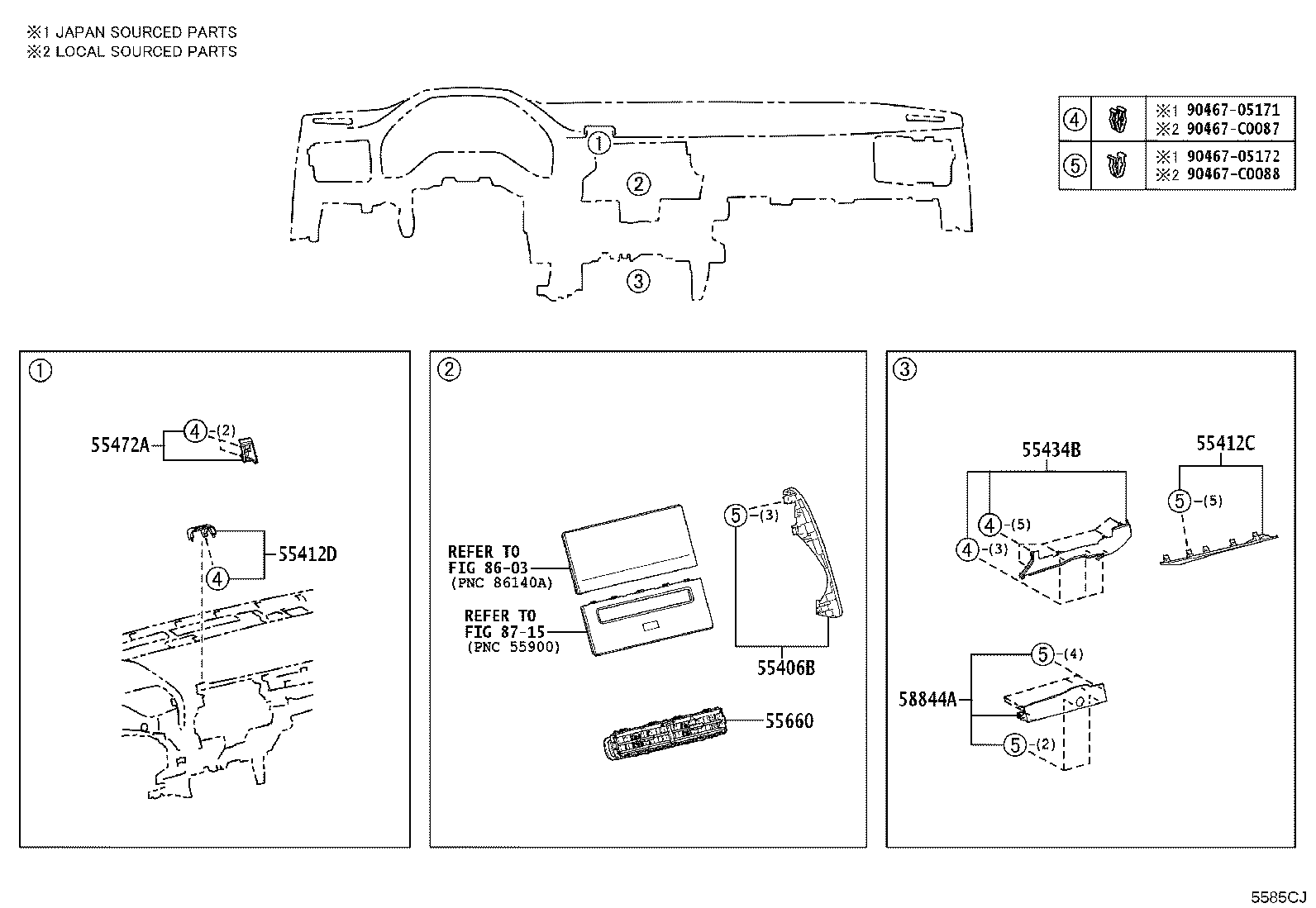 55405-07040 PANEL SUB-ASSY, INSTRUMENT CLUSTER FINISH, CENTER product image