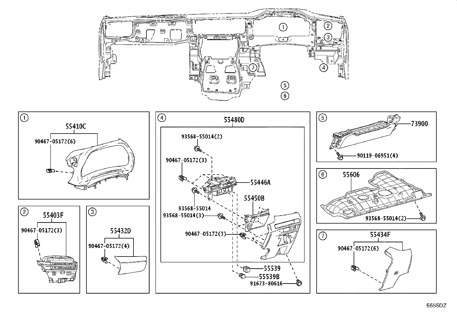 55407-52130 BASE SUB-ASSY, SWITCH HOLE product image