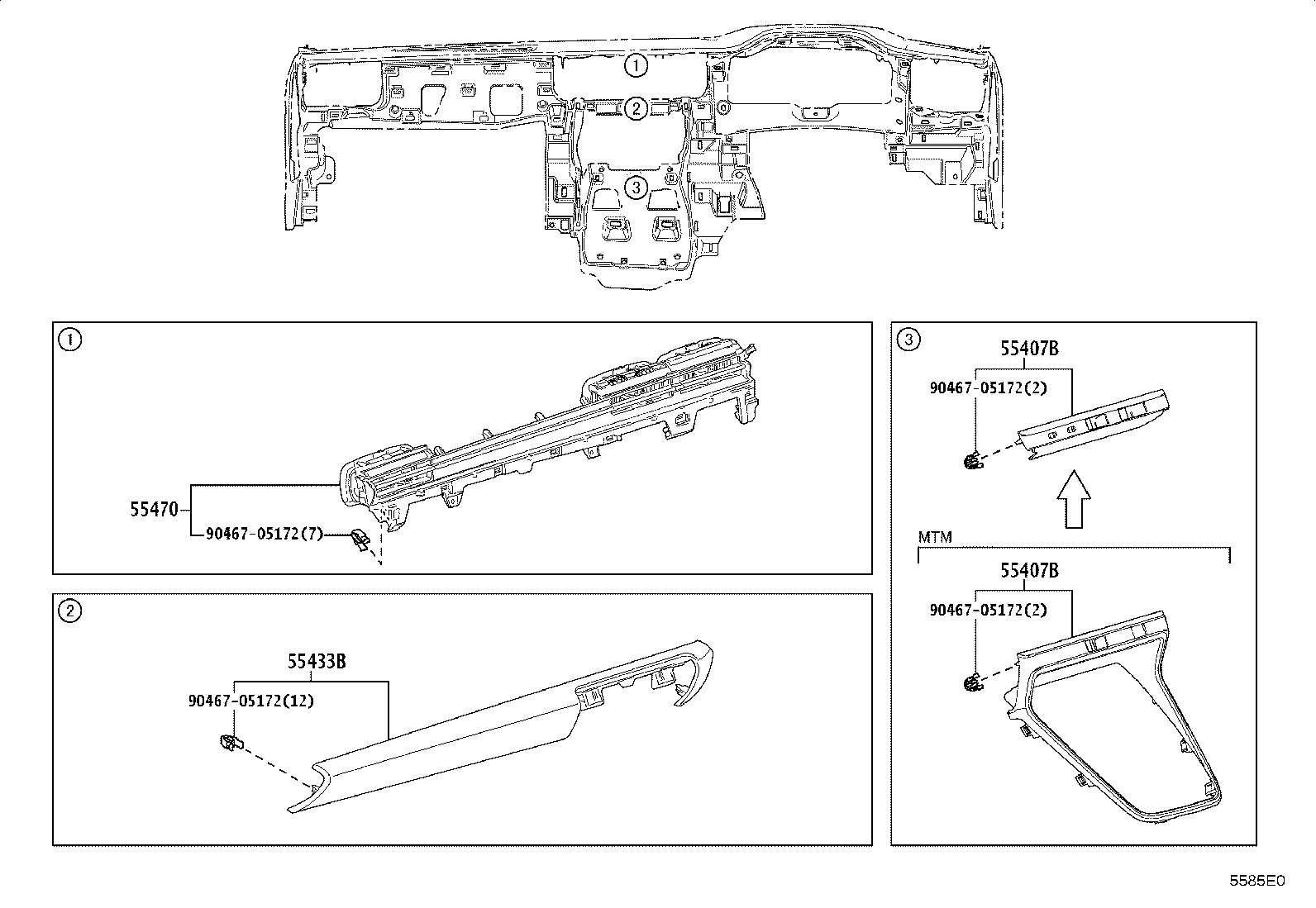 55407-52130 BASE SUB-ASSY, SWITCH HOLE product image