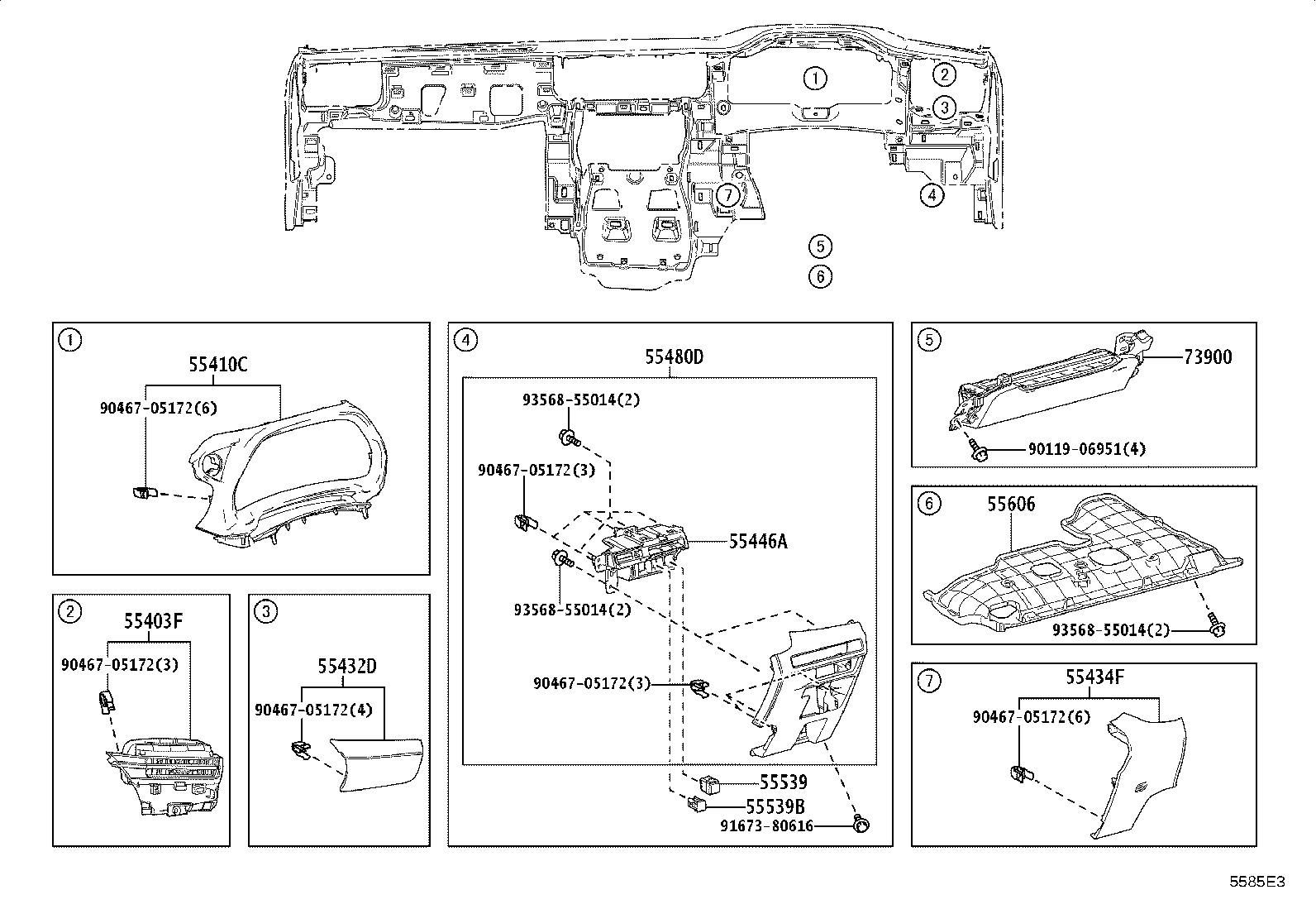 55435-52240-C2 PANEL, INSTRUMENT PANEL FINISH, LOWER NO.2 product image