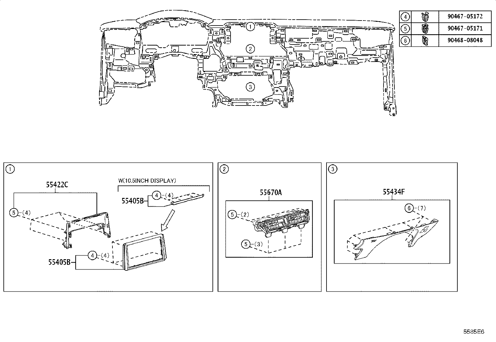 55413-12730-B1 PANEL, INSTRUMENT CLUSTER FINISH, CENTER NO.2 product image