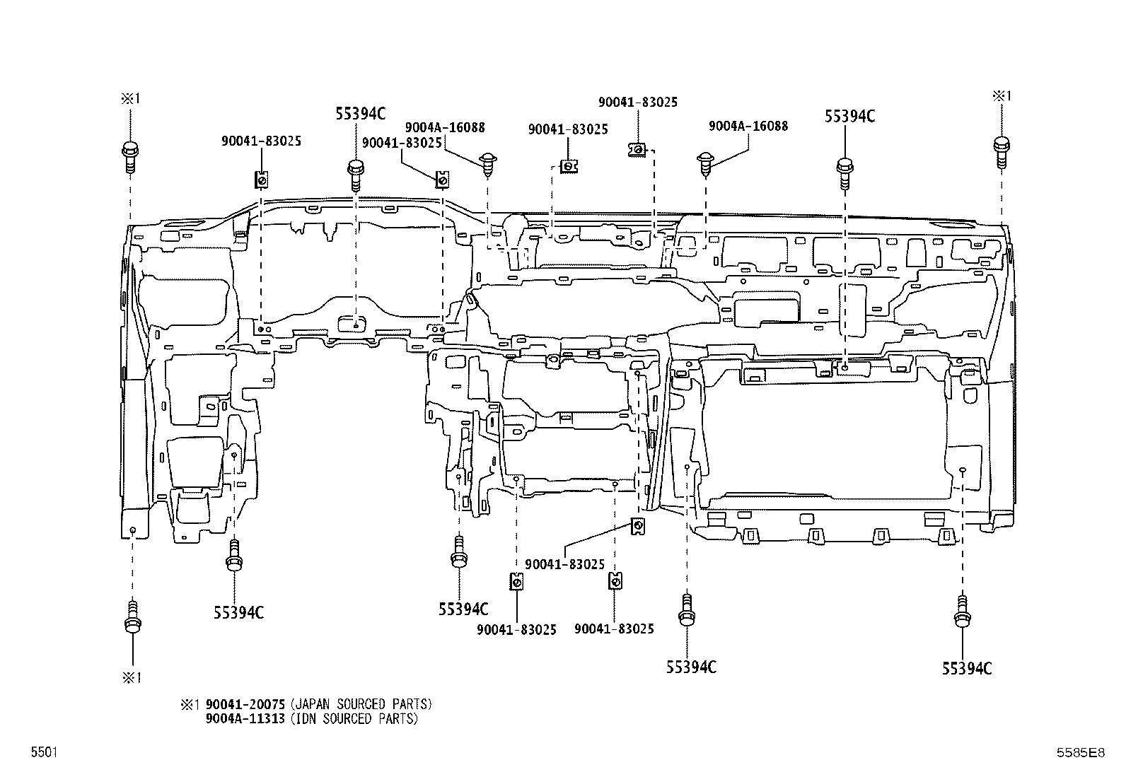 55355-BZ260 CUSHION, INSTRUMENT PANEL product image