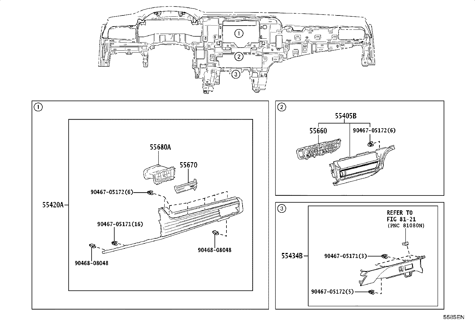 55307-06290 BRACE SUB-ASSY, INSTRUMENT PANEL, NO.2 product image