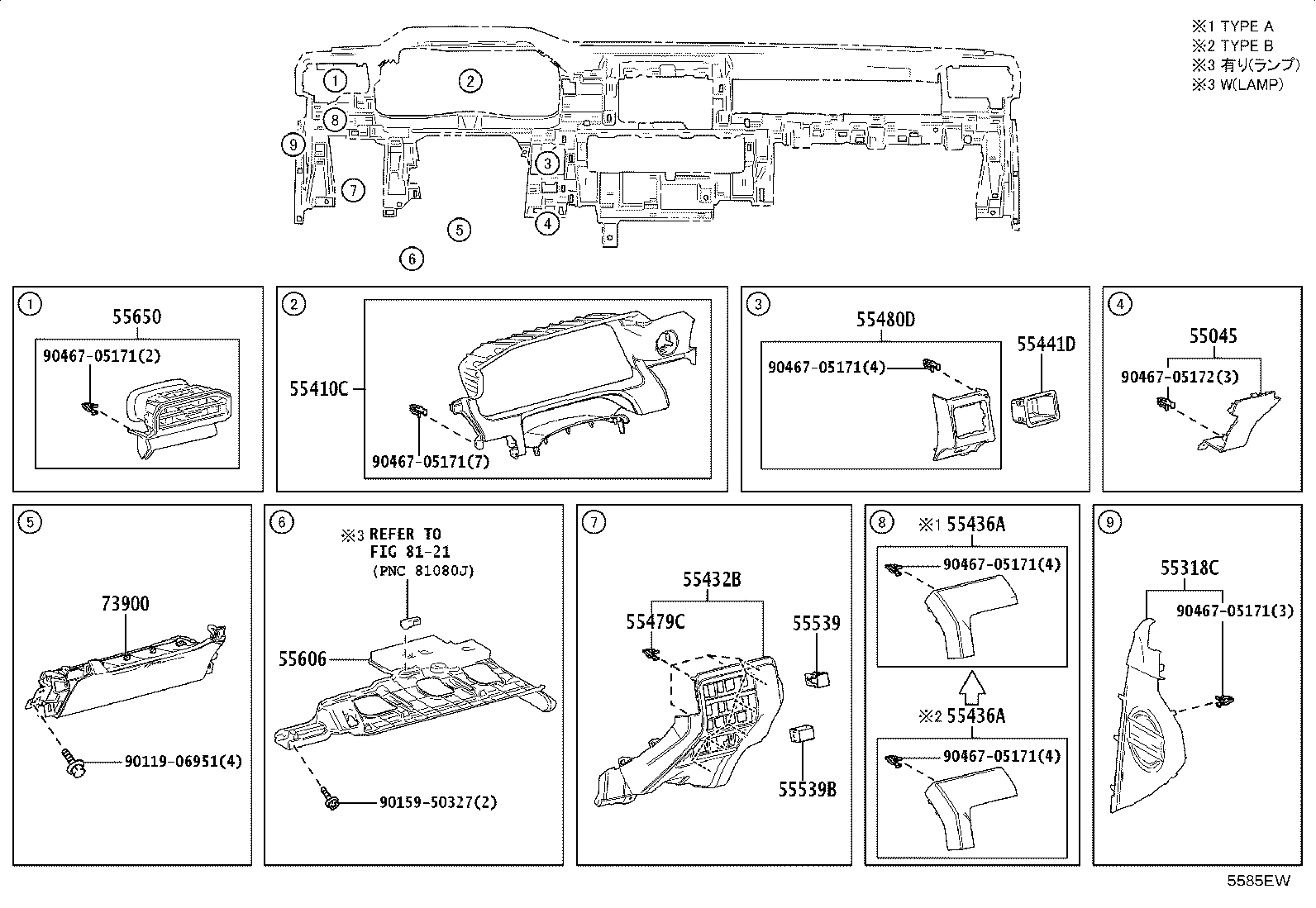 55405-35360 PANEL SUB-ASSY, INSTRUMENT CLUSTER FINISH, CENTER product image