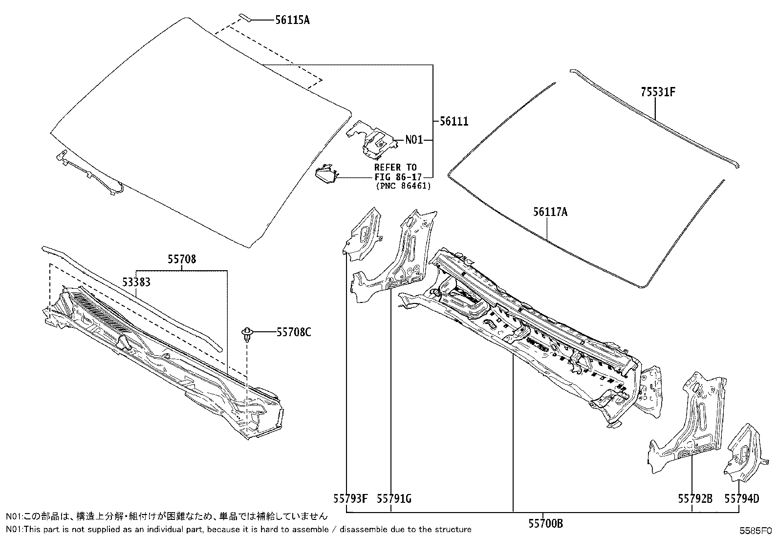 53383-35060 SEAL, HOOD TO COWL TOP product image