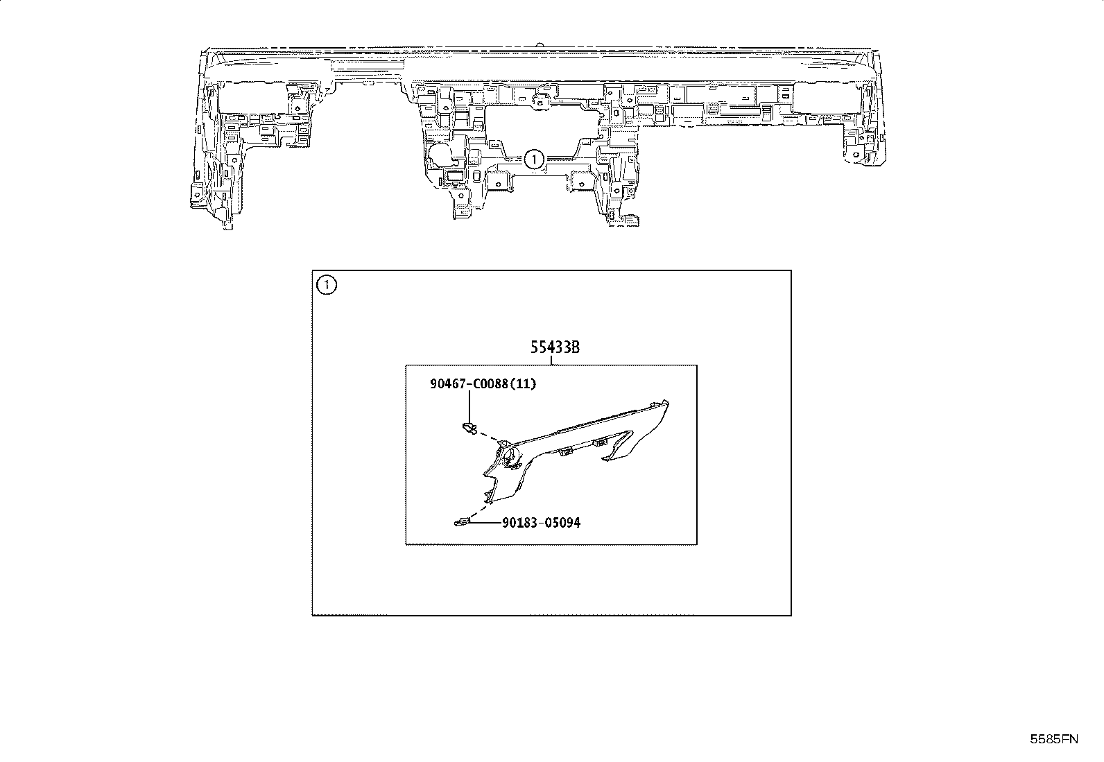 55307-03040 BRACE SUB-ASSY, INSTRUMENT PANEL, NO.2 product image
