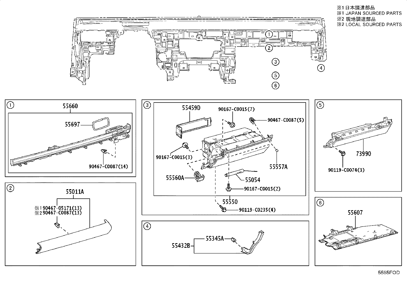 55307-03040 BRACE SUB-ASSY, INSTRUMENT PANEL, NO.2 product image