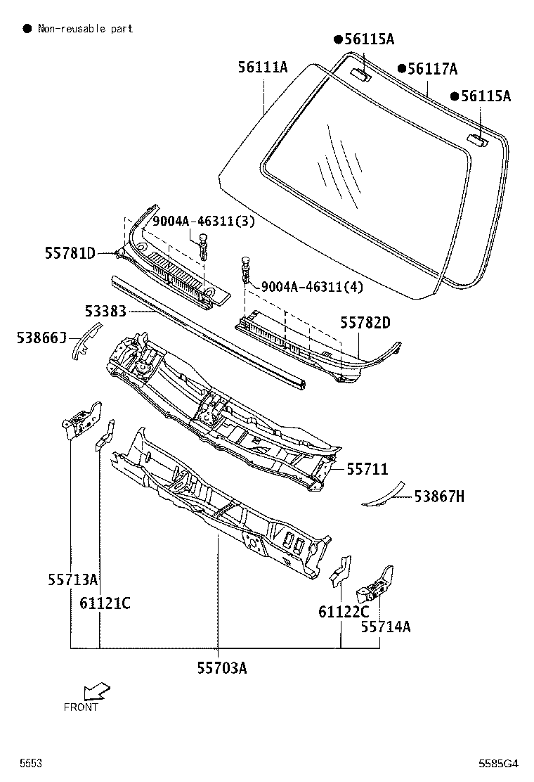 53383-BZ040 SEAL, HOOD TO COWL TOP product image