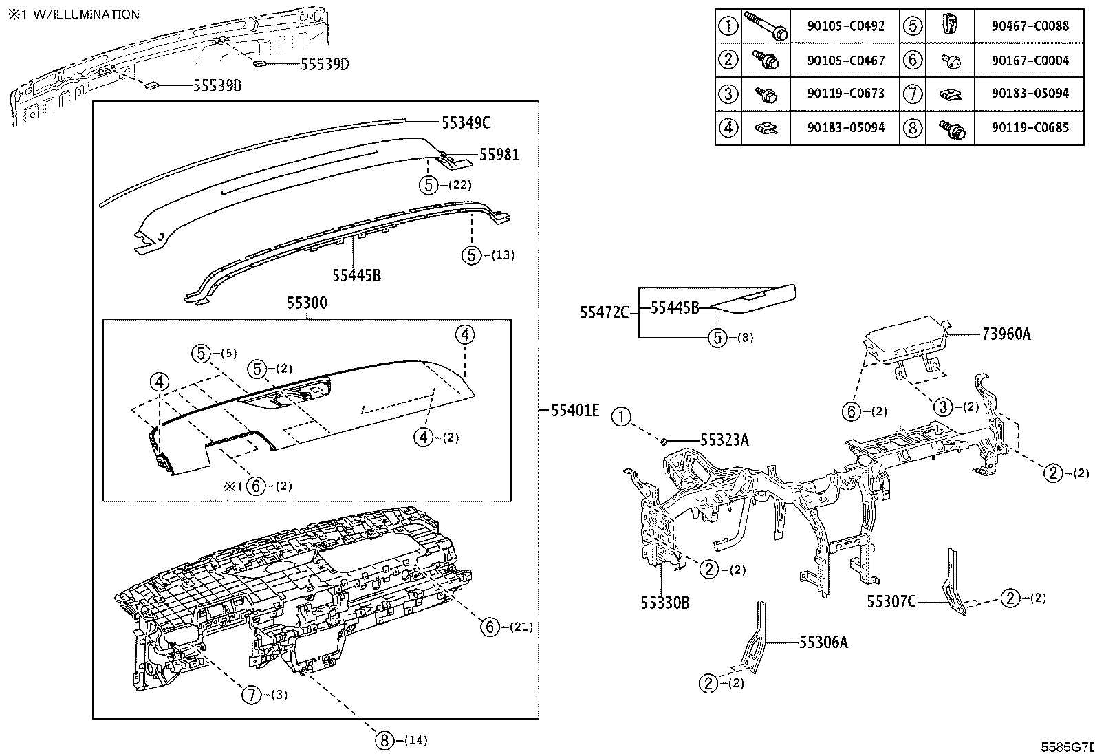 55306-YL010 BRACE SUB-ASSY, INSTRUMENT PANEL, NO.1 product image
