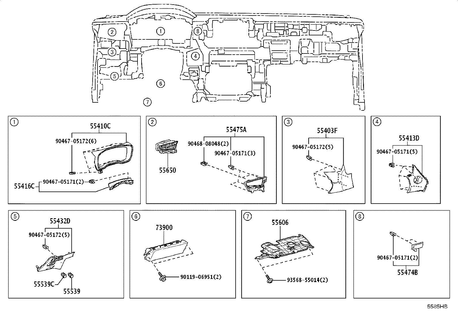 55475-16050-C2 GARNISH, INSTRUMENT CLUSTER FINISH PANEL, NO.2 product image