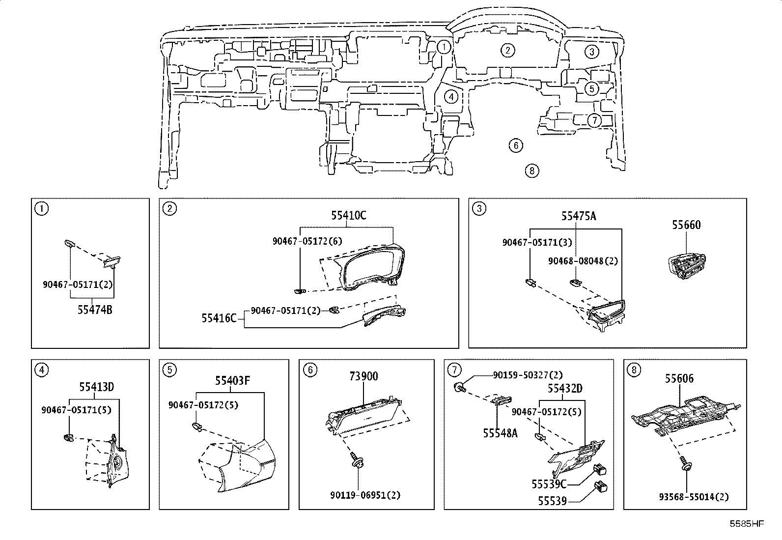 55475-16050-C2 GARNISH, INSTRUMENT CLUSTER FINISH PANEL, NO.2 product image