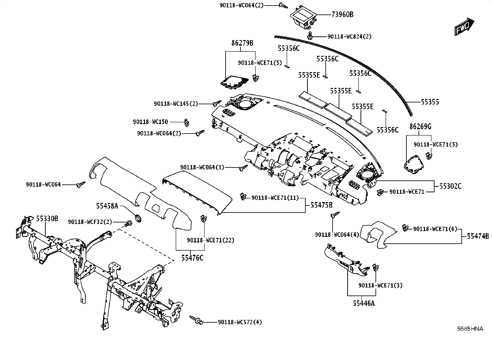 55045-WC023 PANEL SUB-ASSY, INSTRUMENT PANEL FINISH, LOWER product image