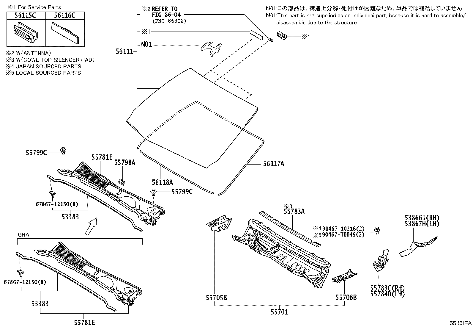 56101-F0290 GLASS, WINDSHIELD product image