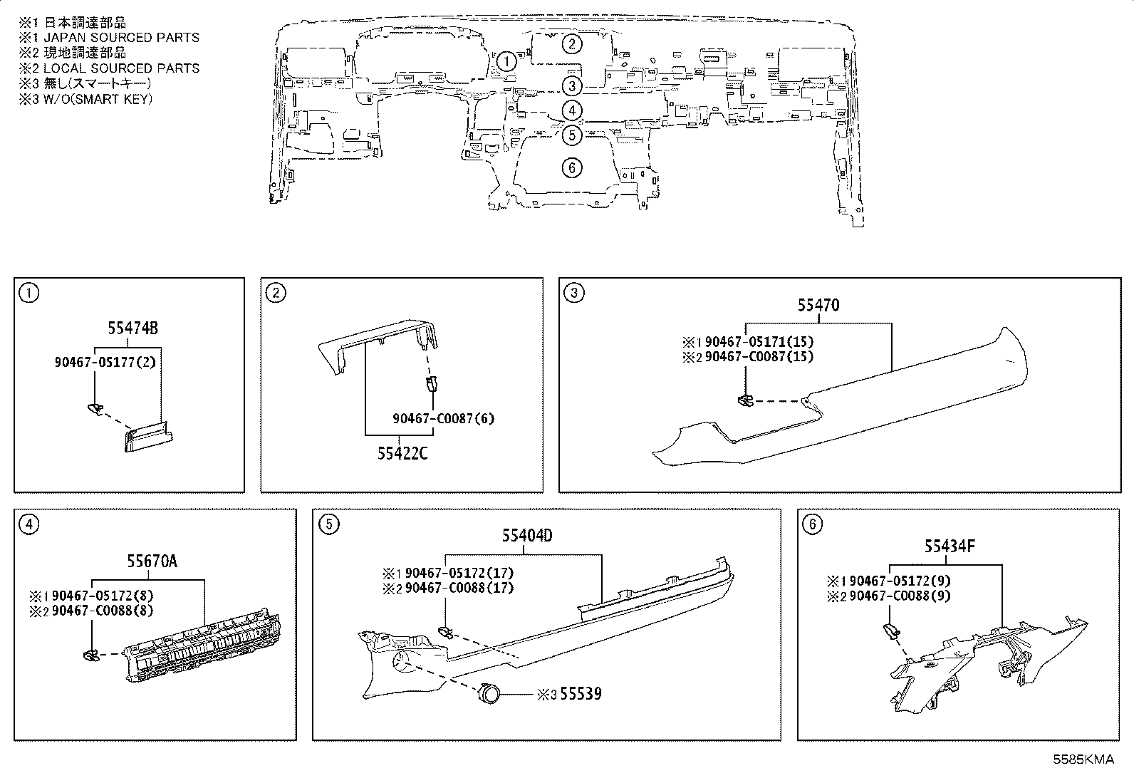 55650-0A040 REGISTER ASSY, INSTRUMENT PANEL, NO.1 product image