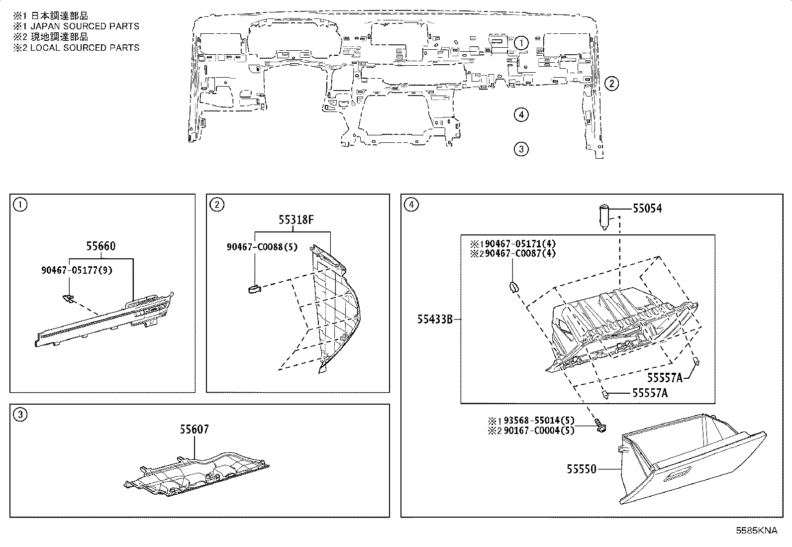 55650-0A040 REGISTER ASSY, INSTRUMENT PANEL, NO.1 product image